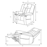 Sillón reclinable eléctrico tapizado Houston, marrón oscuro