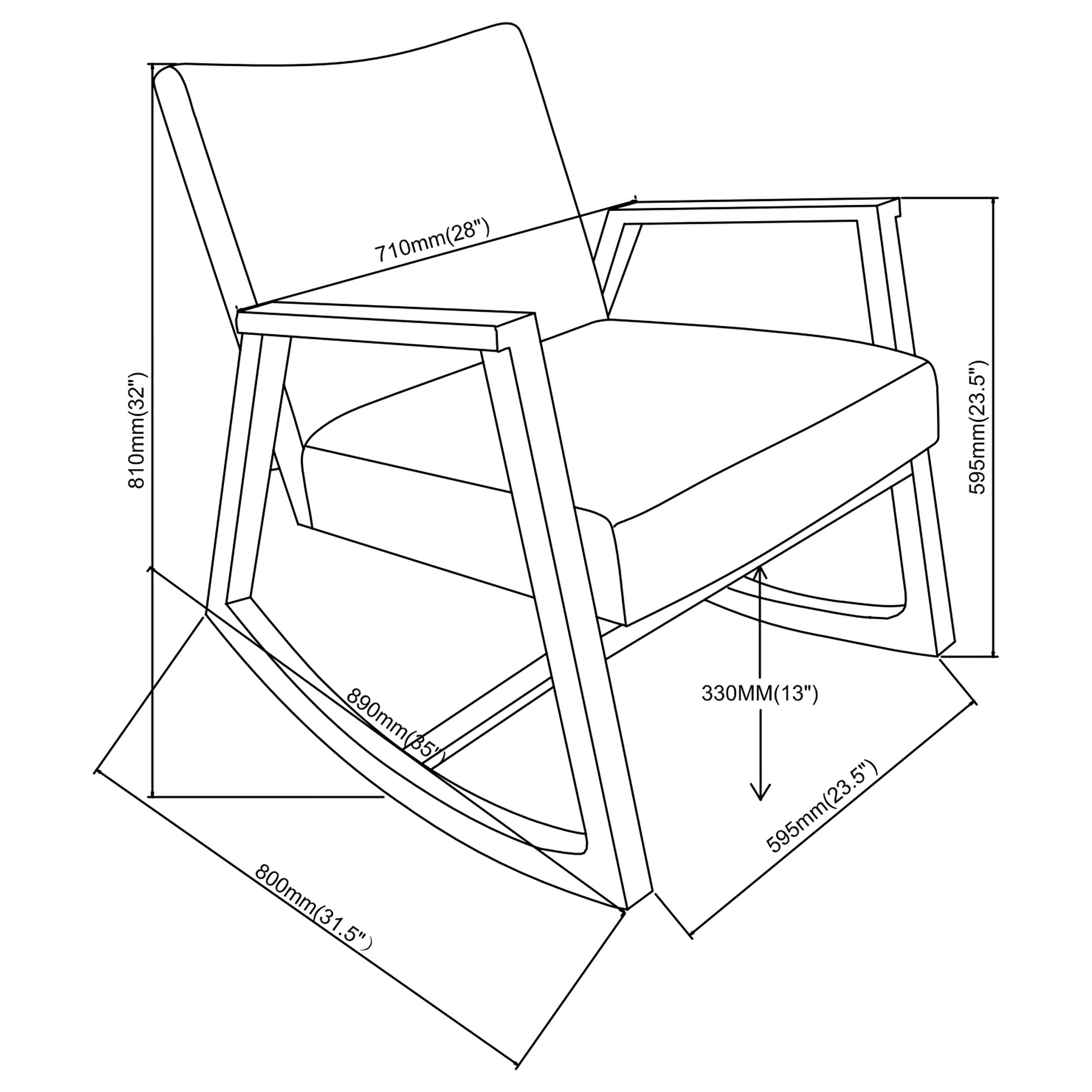 Gianna Upholstered Rocking Chair with Wooden Arm Grey and Walnut
