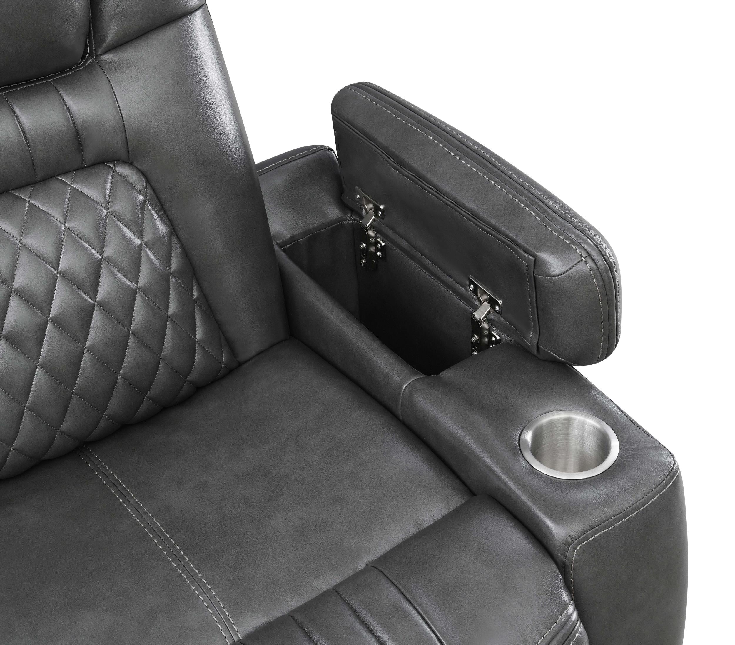 Korbach Upholstered Dual Power Loveseat Charcoal