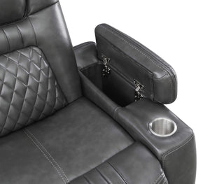 Korbach Upholstered Dual Power Recliner Charcoal