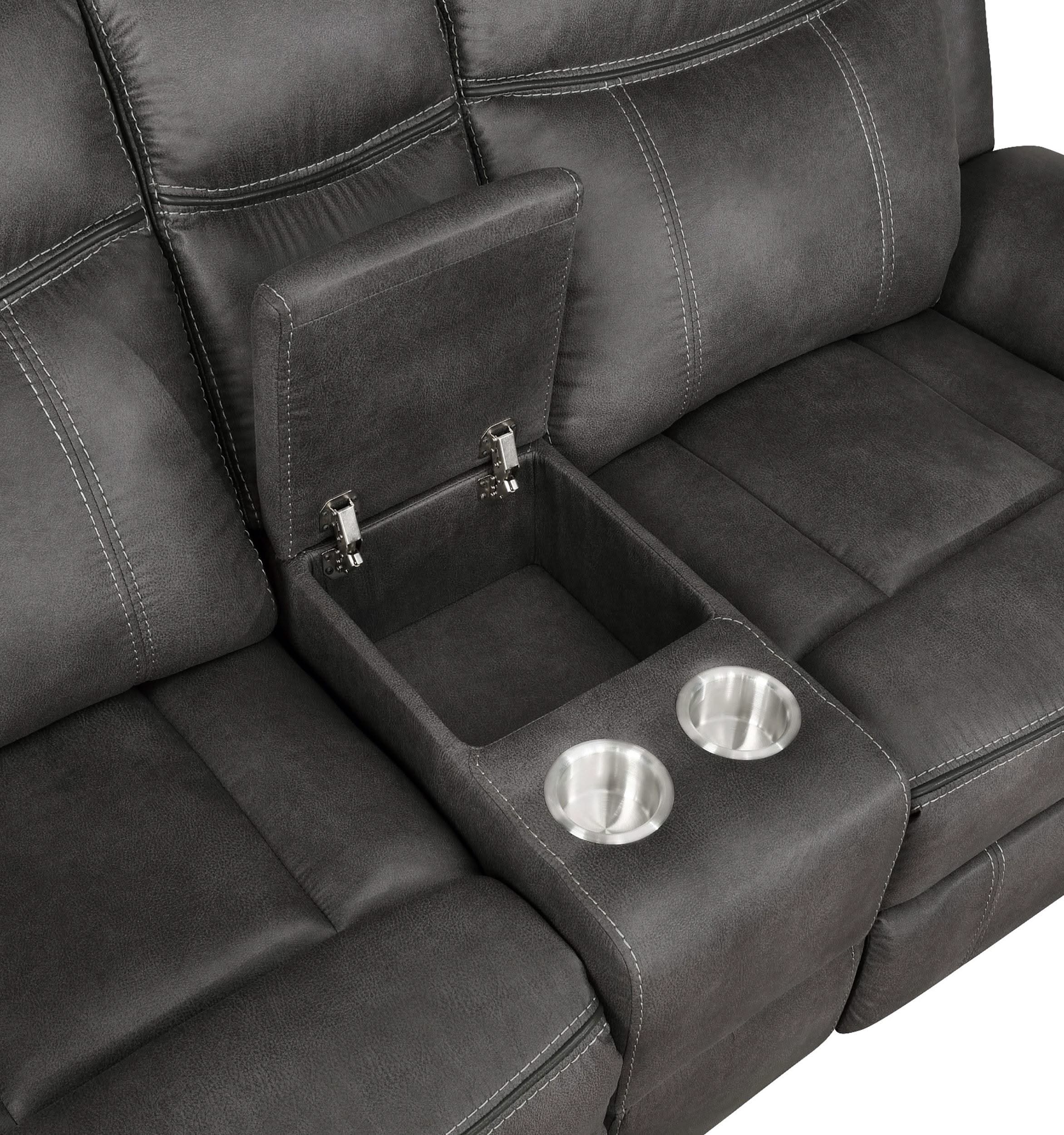 Conjunto de sofá reclinable tapizado de 2 piezas Lawrence en color carbón