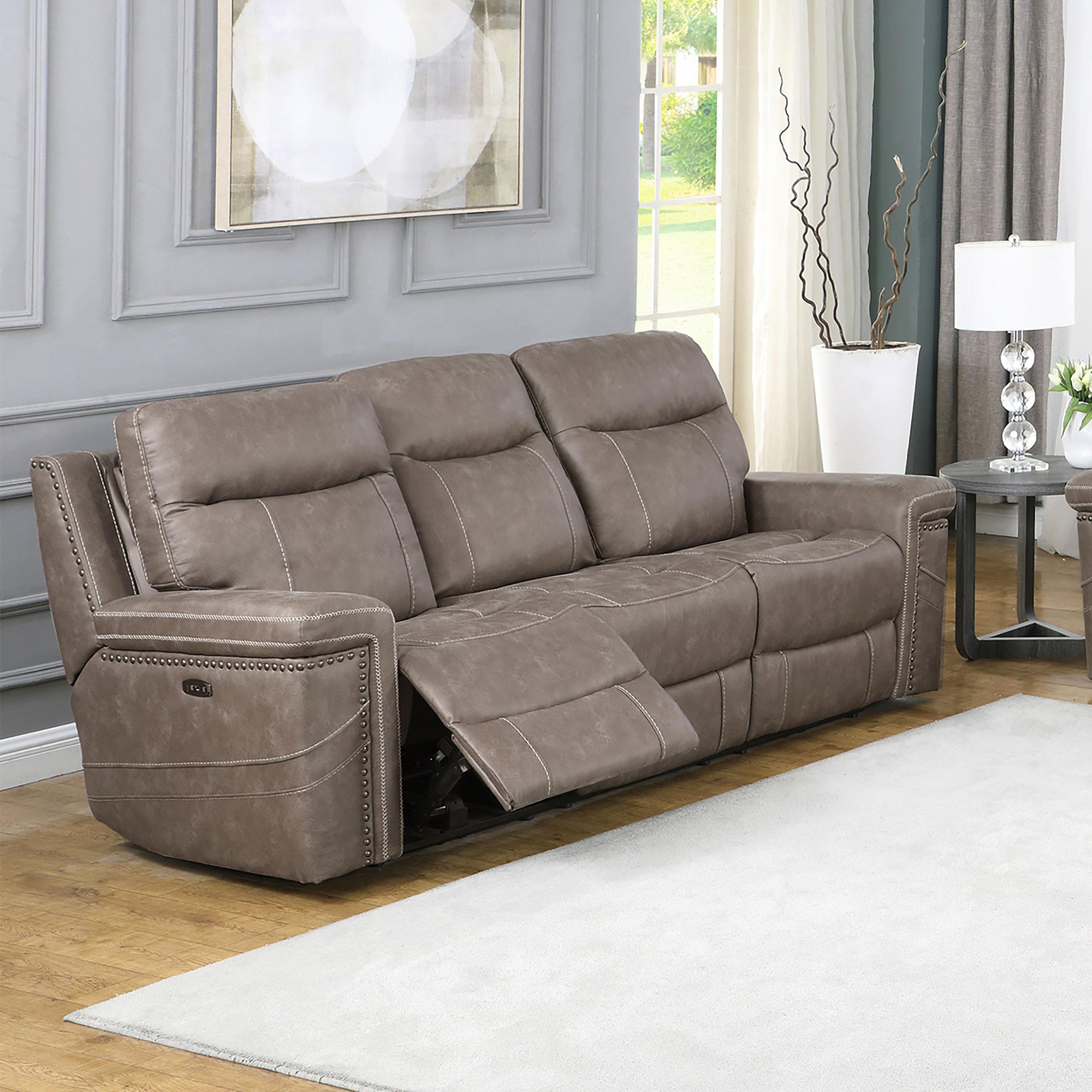 Wixom Upholstered Dual Power Reclining Sofa Taupe