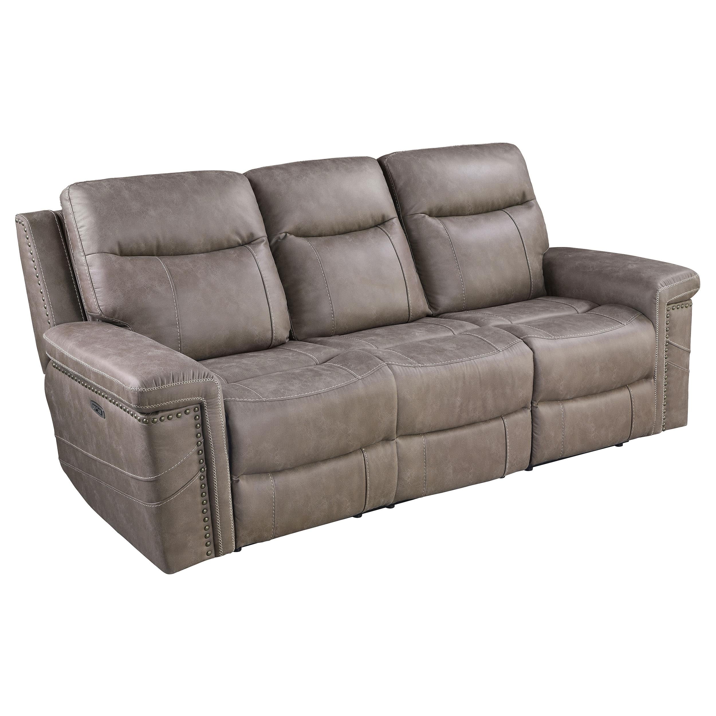 Wixom Upholstered Dual Power Reclining Sofa Taupe