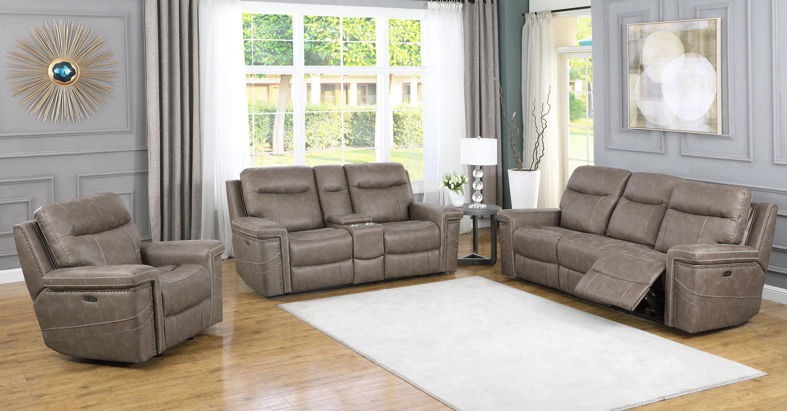 Wixom Upholstered Dual Power Reclining Sofa Taupe