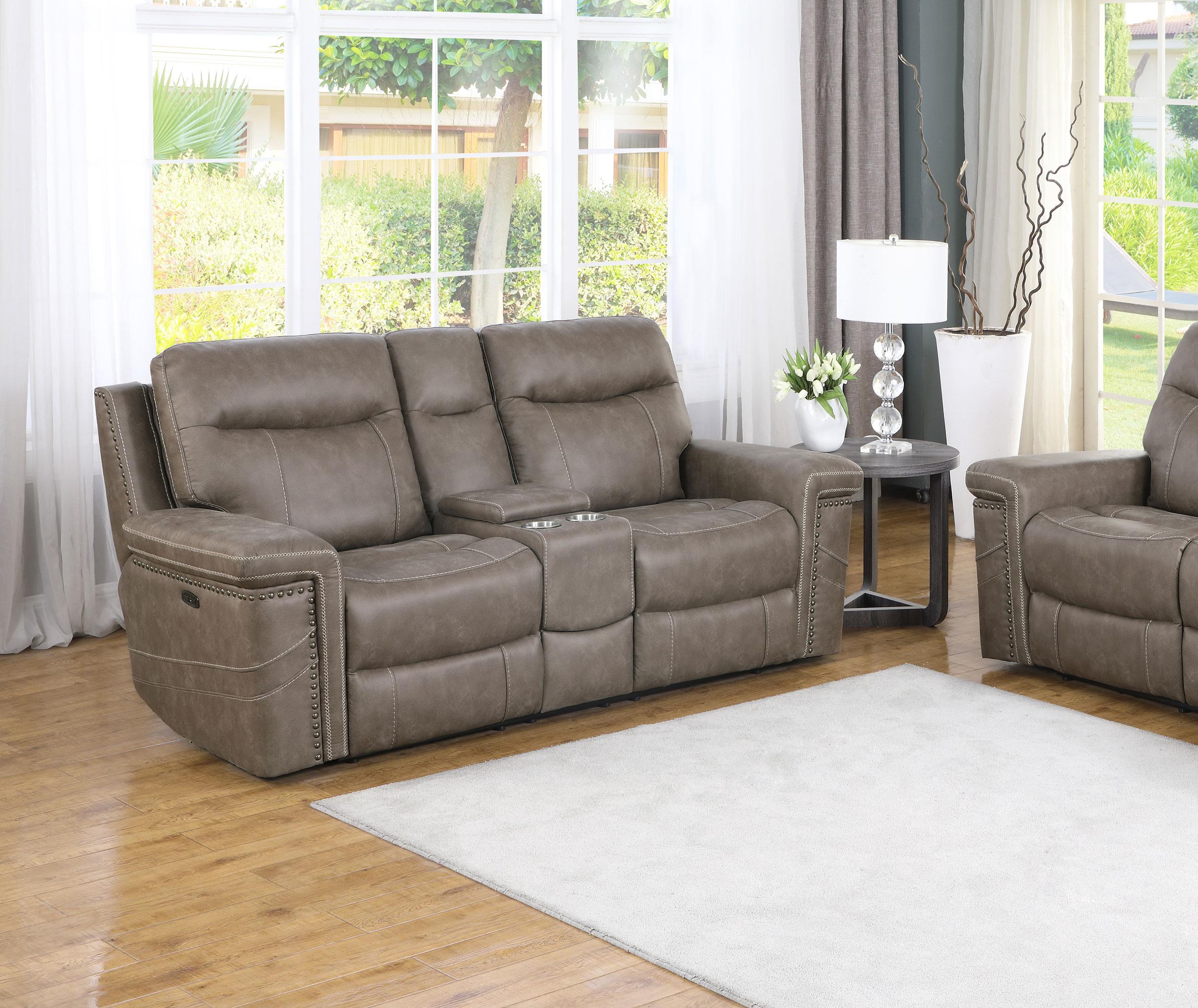 Wixom 1-drawer Dual Power Loveseat Taupe