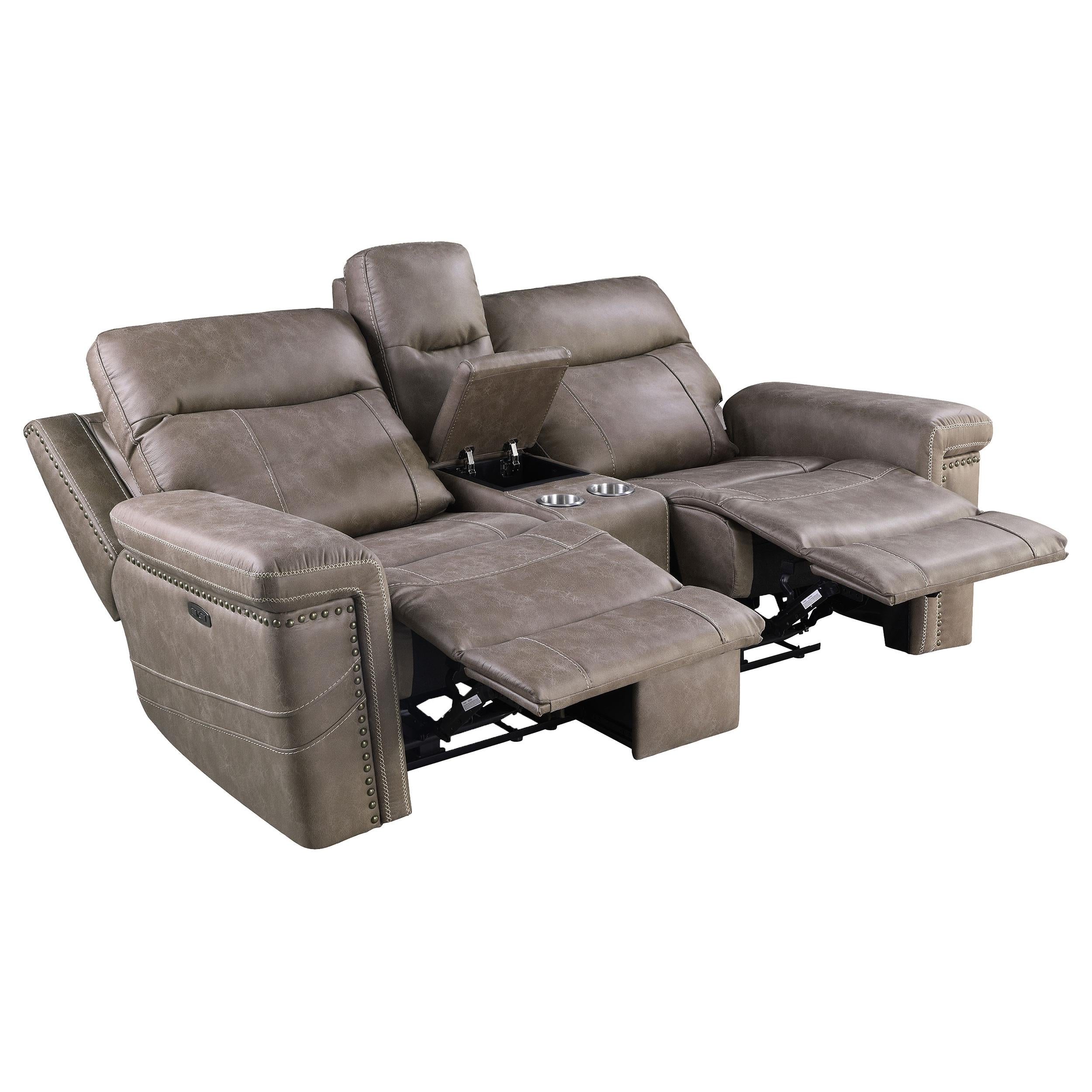 Wixom 1-drawer Dual Power Loveseat Taupe