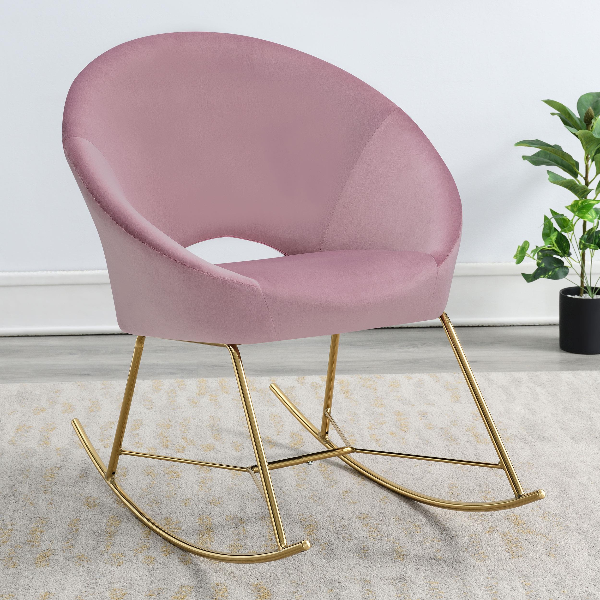 Upholstered Papasan Rocking Chair Rosewood and Brass