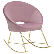 Upholstered Papasan Rocking Chair Rosewood and Brass