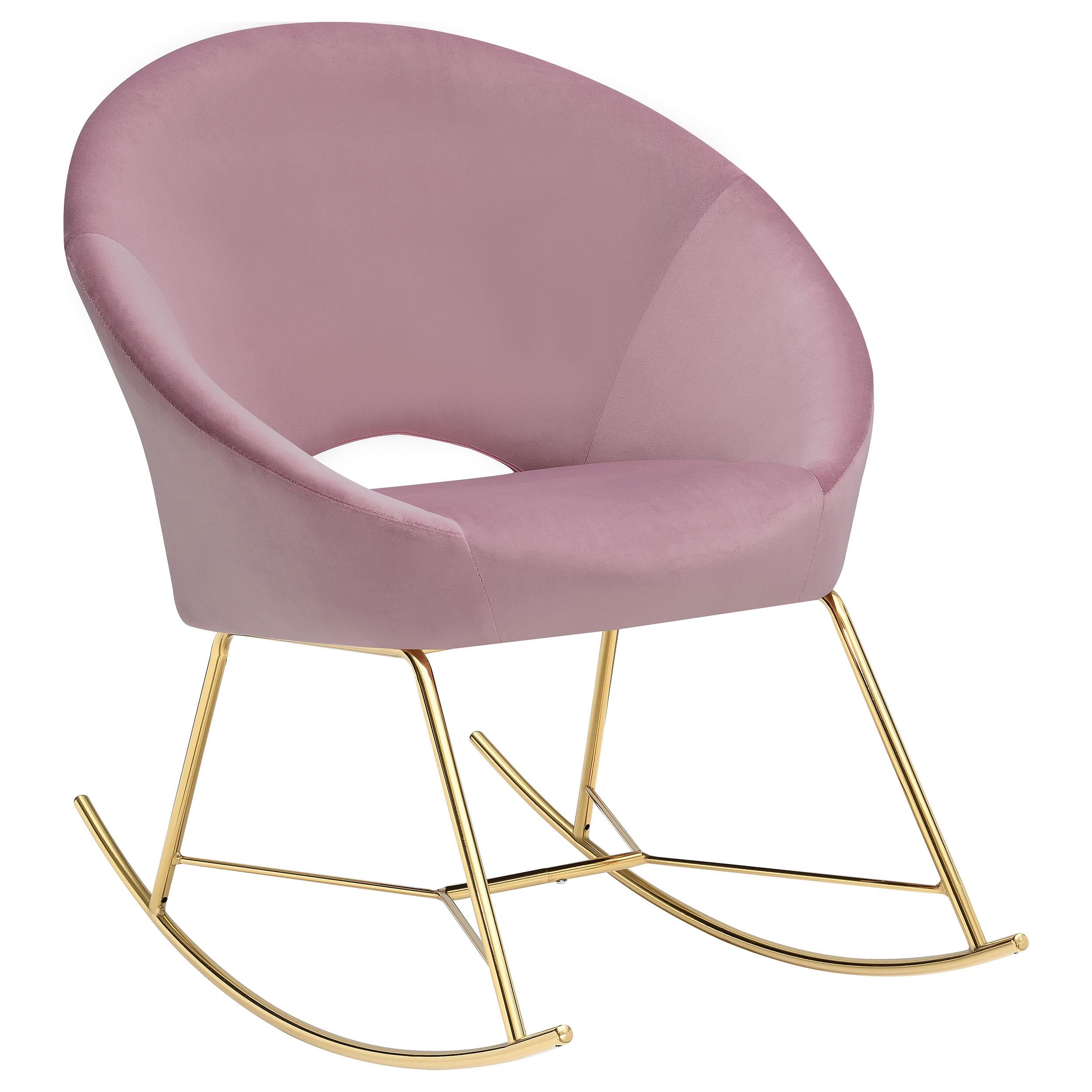 Upholstered Papasan Rocking Chair Rosewood and Brass