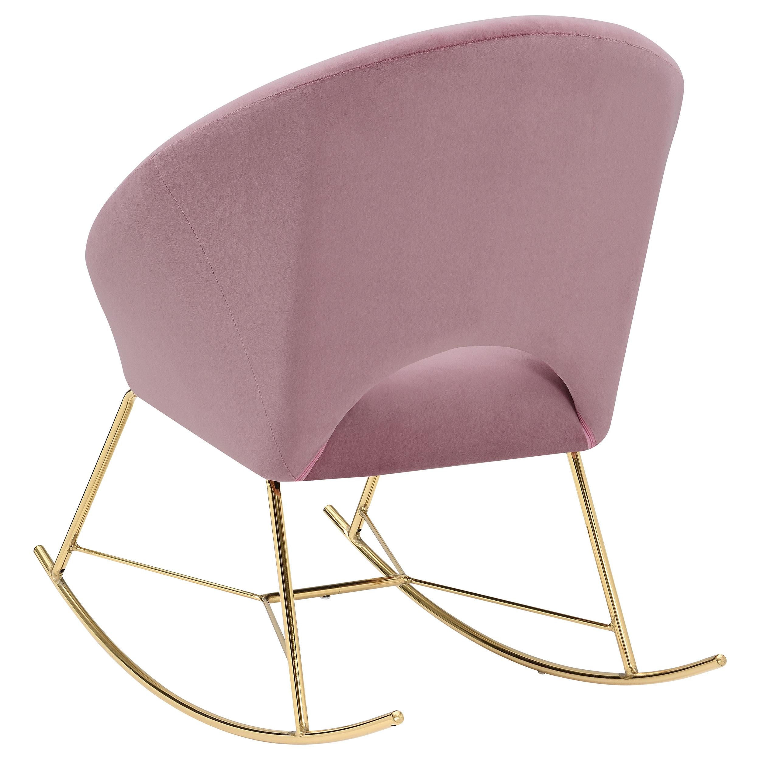 Upholstered Papasan Rocking Chair Rosewood and Brass