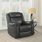 Sillón reclinable eléctrico tapizado Shallowford de 2 plazas, color carbón frotado a mano