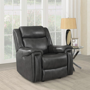 Sillón reclinable eléctrico tapizado Shallowford de 2 plazas, color carbón frotado a mano