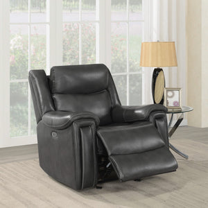 Sillón reclinable eléctrico tapizado Shallowford de 2 plazas, color carbón frotado a mano
