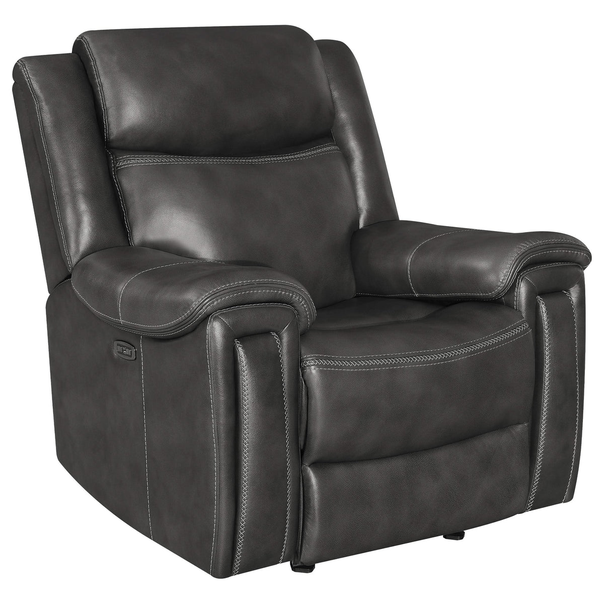 Sillón reclinable eléctrico tapizado Shallowford de 2 plazas, color carbón frotado a mano
