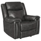 Sillón reclinable eléctrico tapizado Shallowford de 2 plazas, color carbón frotado a mano