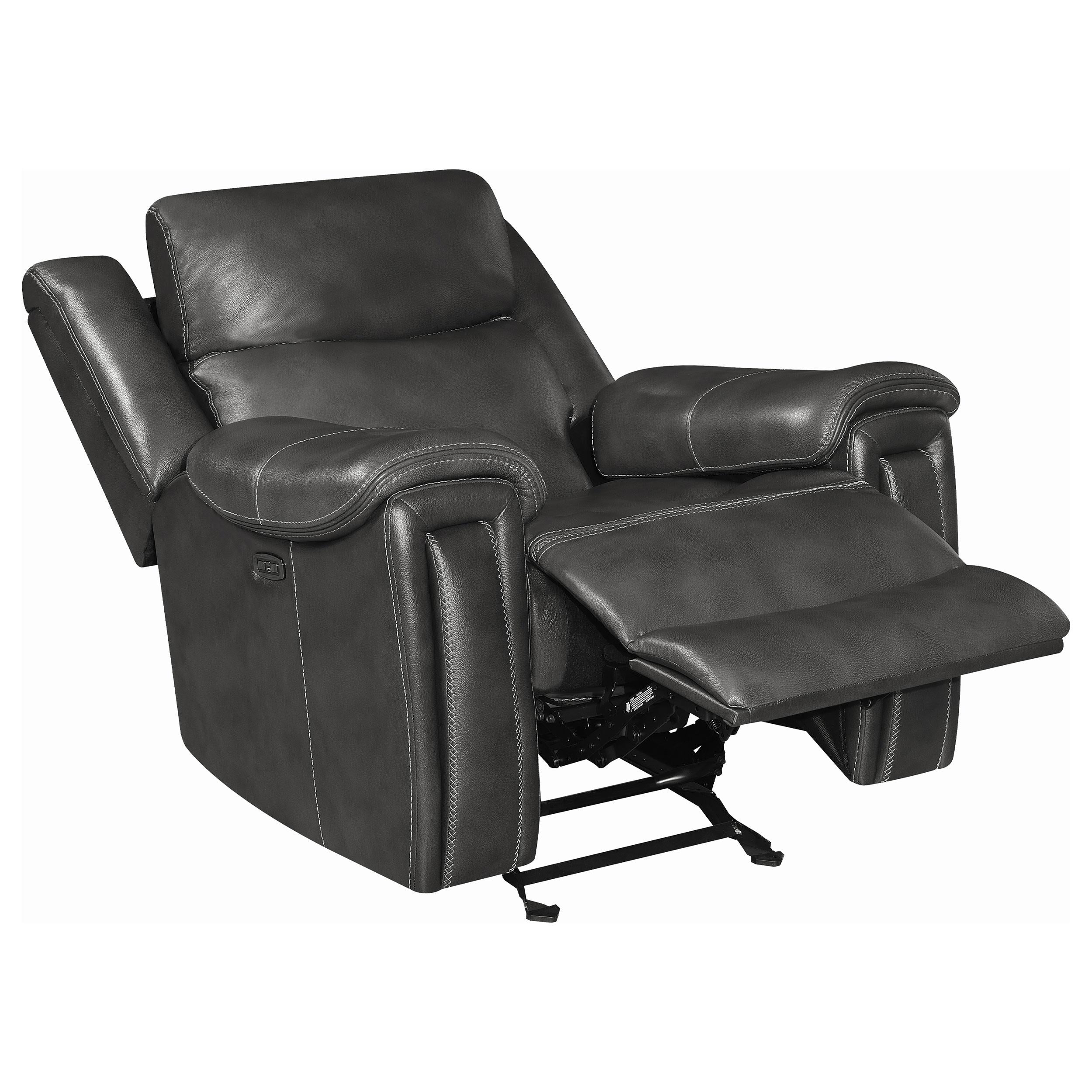 Shallowford Upholstered Power^2 Glider Recliner Hand Rubbed Charcoal