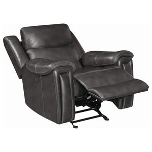 Sillón reclinable eléctrico tapizado Shallowford de 2 plazas, color carbón frotado a mano