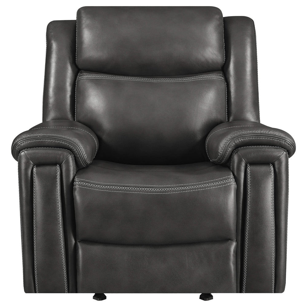 Sillón reclinable eléctrico tapizado Shallowford de 2 plazas, color carbón frotado a mano