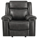 Sillón reclinable eléctrico tapizado Shallowford de 2 plazas, color carbón frotado a mano