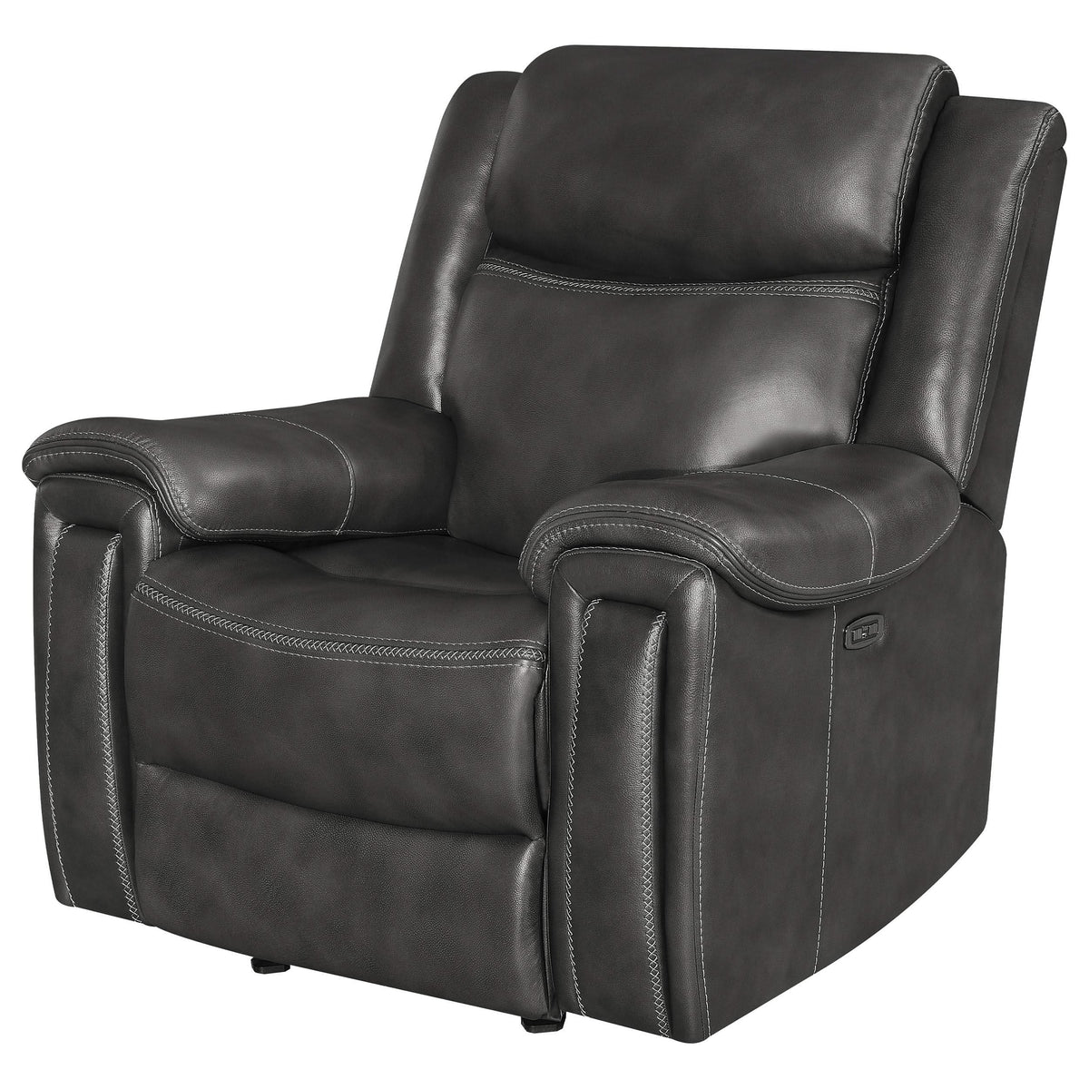 Sillón reclinable eléctrico tapizado Shallowford de 2 plazas, color carbón frotado a mano