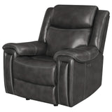 Sillón reclinable eléctrico tapizado Shallowford de 2 plazas, color carbón frotado a mano