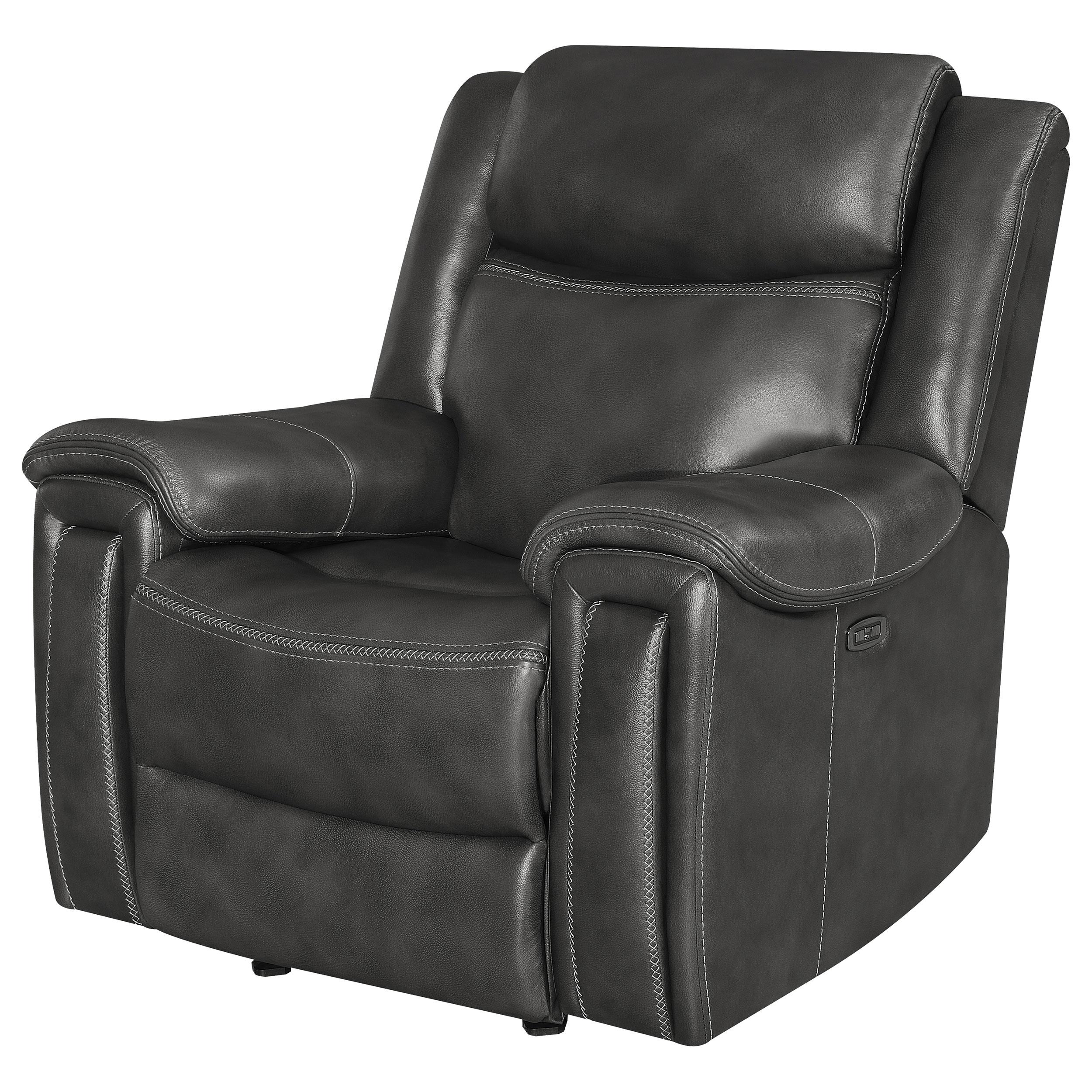 Shallowford Upholstered Power^2 Glider Recliner Hand Rubbed Charcoal