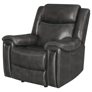 Sillón reclinable eléctrico tapizado Shallowford de 2 plazas, color carbón frotado a mano