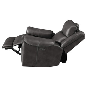 Sillón reclinable eléctrico tapizado Shallowford de 2 plazas, color carbón frotado a mano