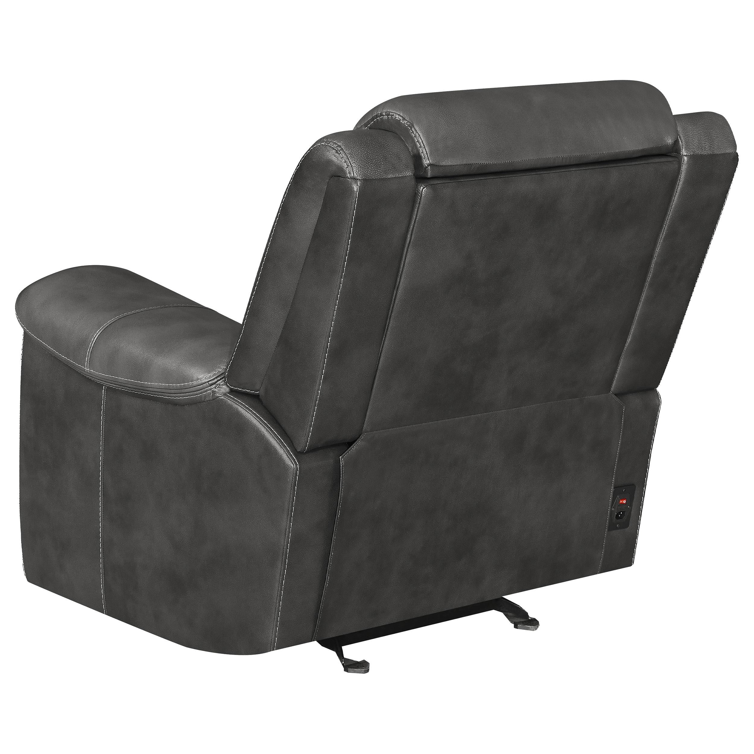 Shallowford Upholstered Power^2 Glider Recliner Hand Rubbed Charcoal