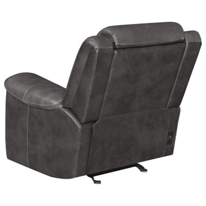 Sillón reclinable eléctrico tapizado Shallowford de 2 plazas, color carbón frotado a mano