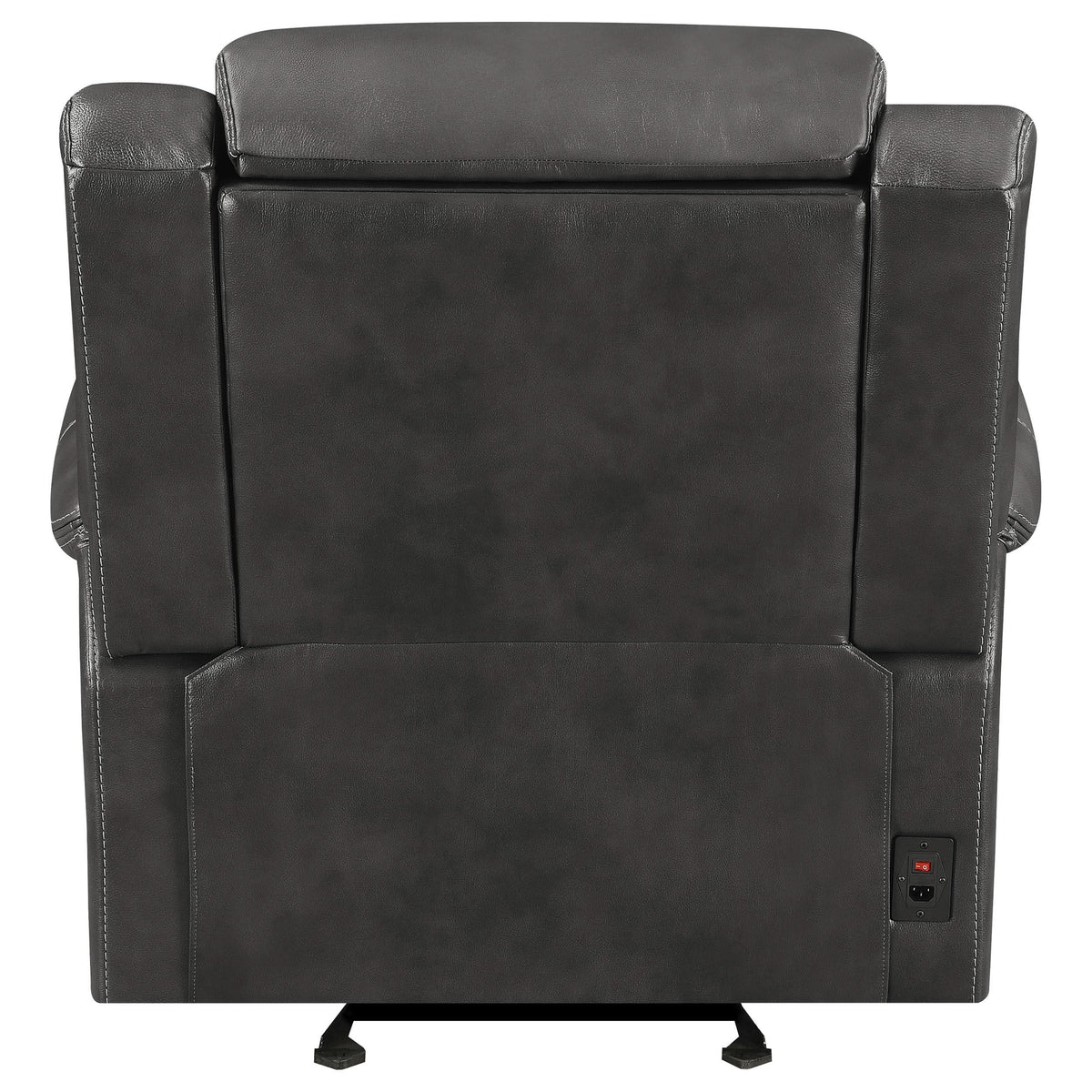 Sillón reclinable eléctrico tapizado Shallowford de 2 plazas, color carbón frotado a mano