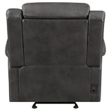 Sillón reclinable eléctrico tapizado Shallowford de 2 plazas, color carbón frotado a mano