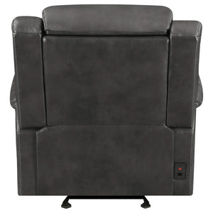 Sillón reclinable eléctrico tapizado Shallowford de 2 plazas, color carbón frotado a mano