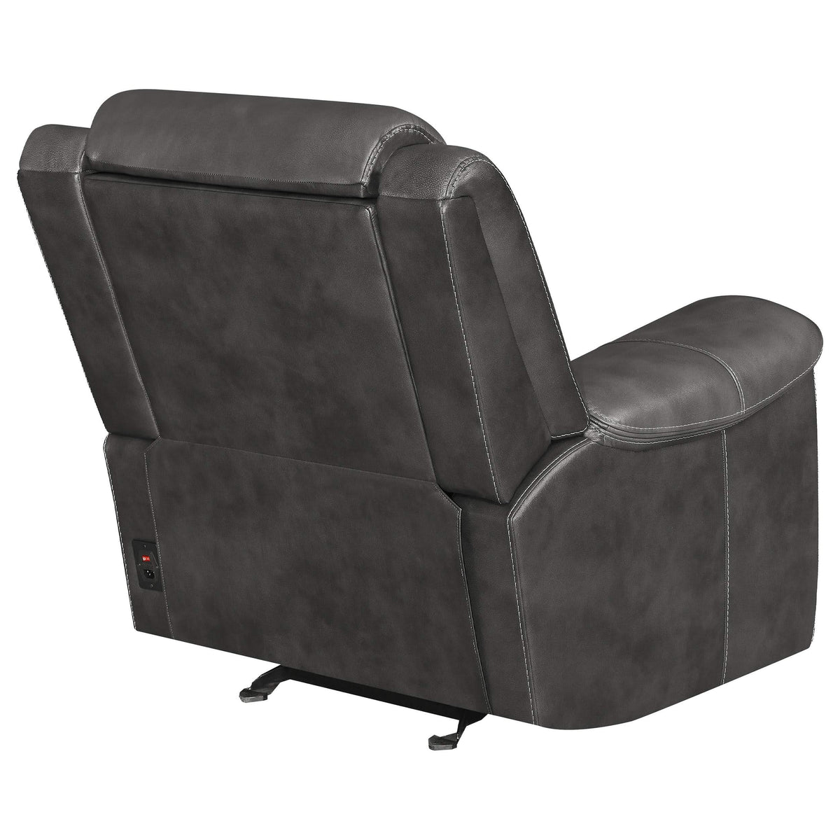 Sillón reclinable eléctrico tapizado Shallowford de 2 plazas, color carbón frotado a mano