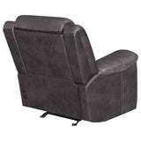 Sillón reclinable eléctrico tapizado Shallowford de 2 plazas, color carbón frotado a mano