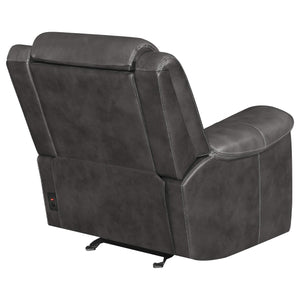 Sillón reclinable eléctrico tapizado Shallowford de 2 plazas, color carbón frotado a mano