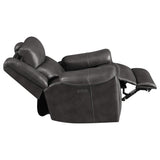 Sillón reclinable eléctrico tapizado Shallowford de 2 plazas, color carbón frotado a mano