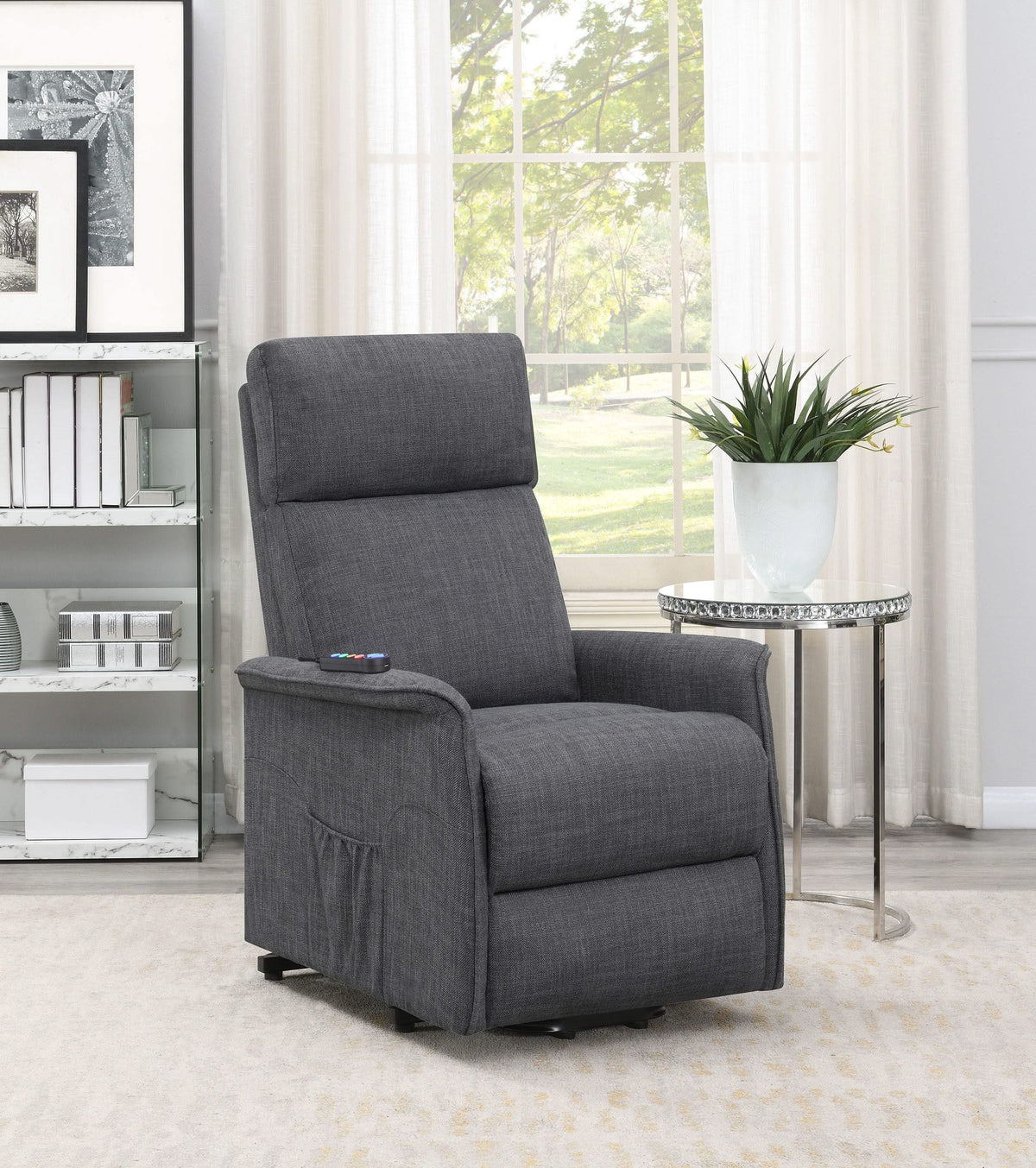 Sillón de masaje eléctrico tapizado Herrera color carbón
