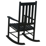 Mecedora Annie de madera maciza con respaldo de listones, color negro