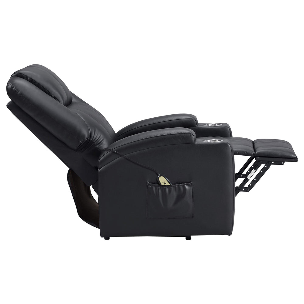 Sillón reclinable de masaje eléctrico tapizado Armstrong negro