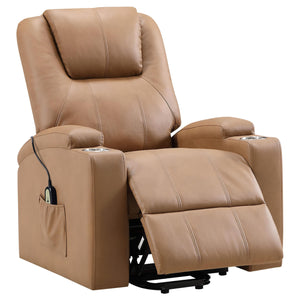 Sillón reclinable de masaje eléctrico tapizado Armstrong color camello