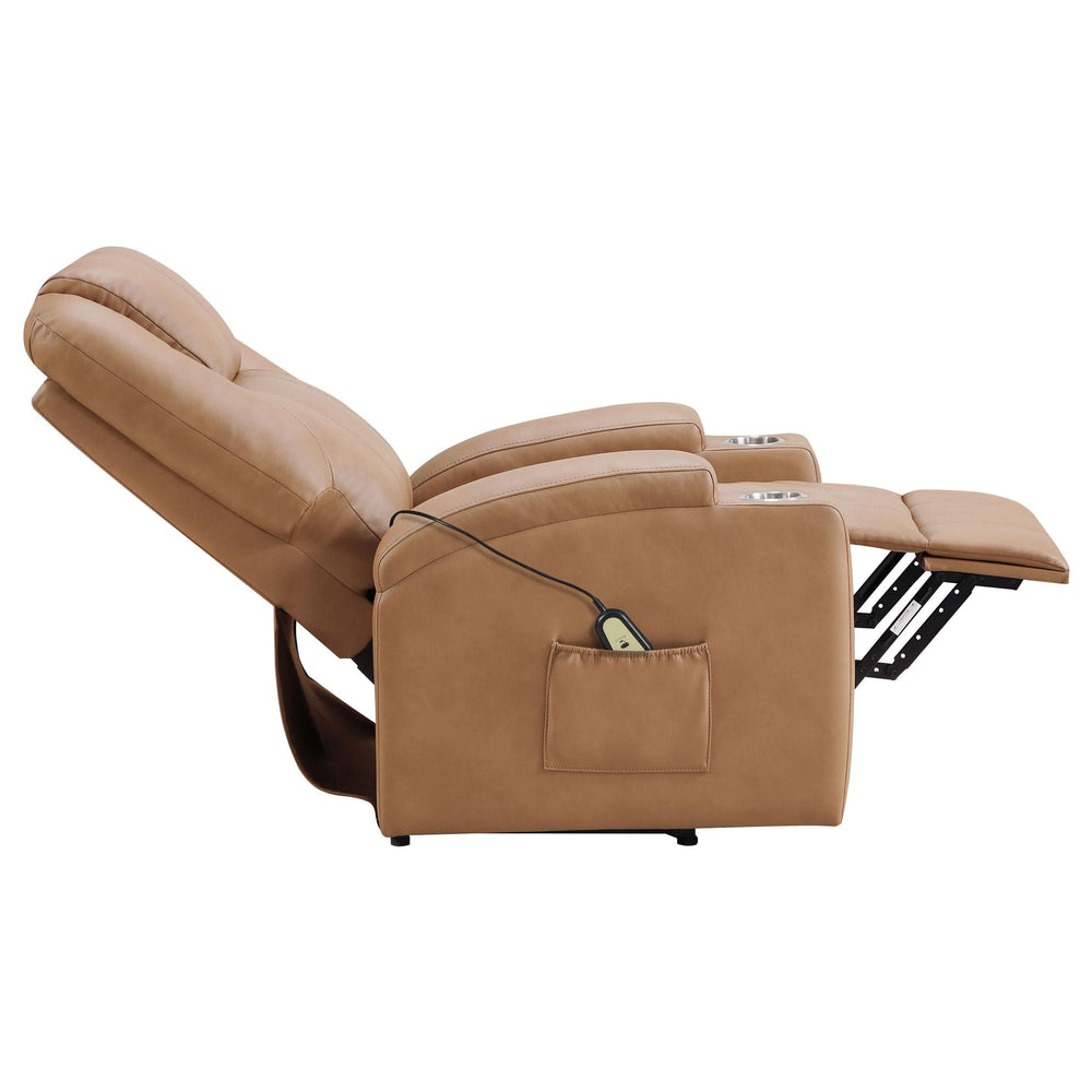 Sillón reclinable de masaje eléctrico tapizado Armstrong color camello