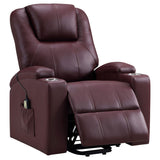 Sillón reclinable de masaje eléctrico tapizado Armstrong color vino