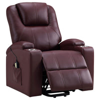 Sillón reclinable de masaje eléctrico tapizado Armstrong color vino