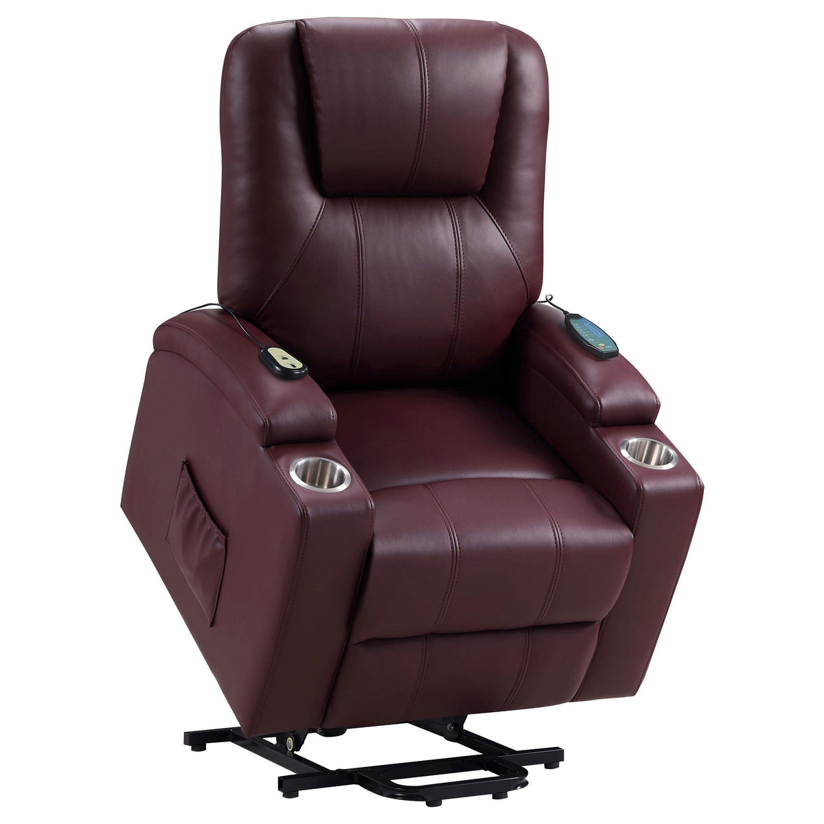Sillón reclinable de masaje eléctrico tapizado Armstrong color vino