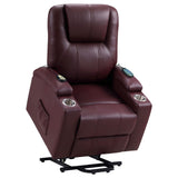 Sillón reclinable de masaje eléctrico tapizado Armstrong color vino
