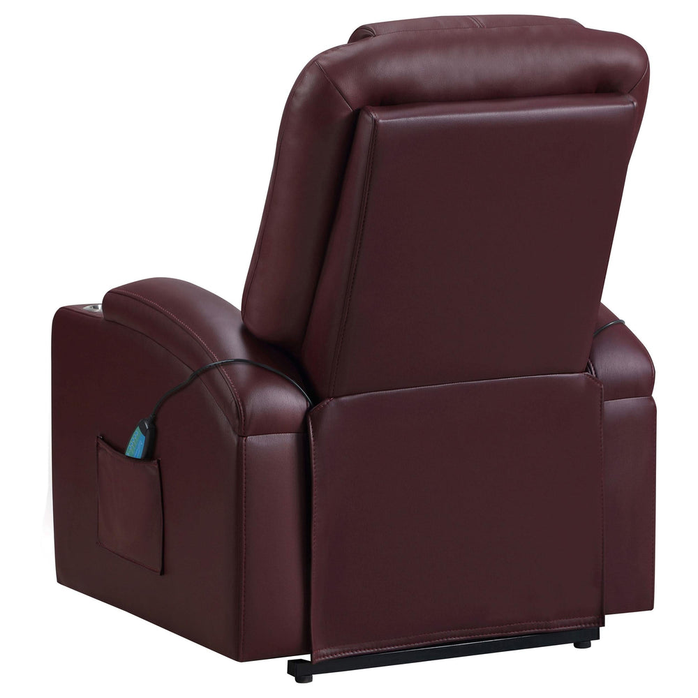 Sillón reclinable de masaje eléctrico tapizado Armstrong color vino