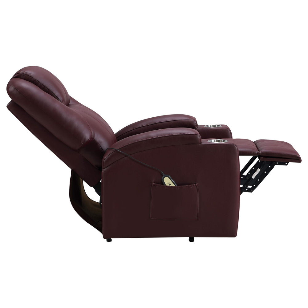 Sillón reclinable de masaje eléctrico tapizado Armstrong color vino