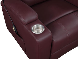Sillón reclinable de masaje eléctrico tapizado Armstrong color vino