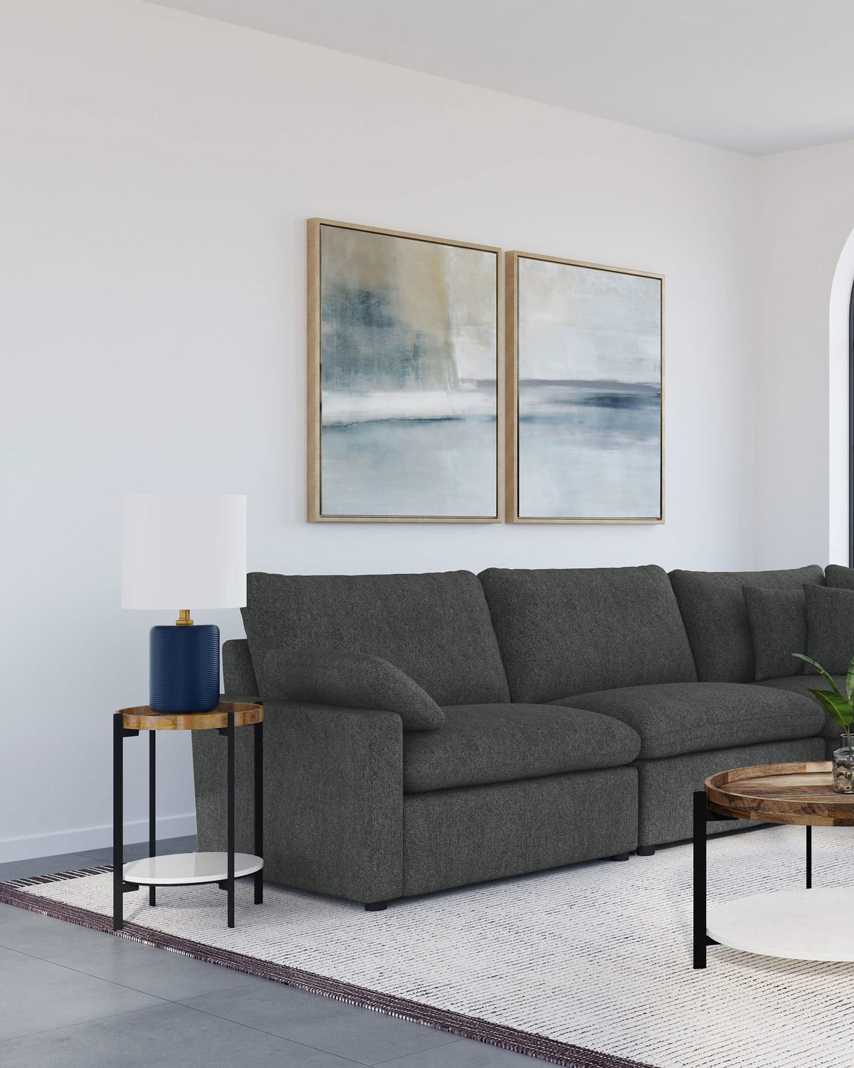 Sillón reclinable eléctrico modular Collins RAF gris oscuro